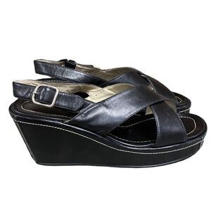 Coach Black Italian Charlyn Wedge Sandal Size 8.5